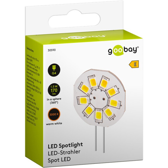 LED Strahler 1,5W G4, ersetzt 15W warm-weiß, nicht dimmbar Elektronik Leuchtmittel Goobay 30590