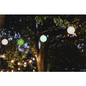 Goobay 10er LED Lichterkette Cotton Balls, batteriebetrieben, Grün-Mint, 0.3 m - Trendige Leuchtdekoration für den Innenbereich