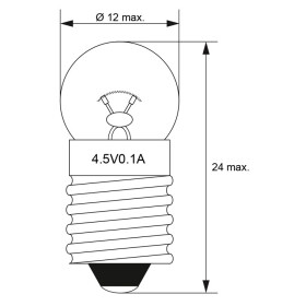 Taschenlampen Kugel Lampe 0,45W Sockel E10 4,5V (DC)...