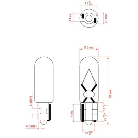 T5 Glassockel Glühlampe 1,2W  W2×4,6d 12V (DC)...