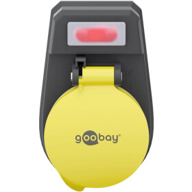 Goobay Schutzkontaktsteckdose, spritzwassergeschützt, Schutzkontaktbuchse (Typ F, CEE 7/4), Schwarz - 1-er Schutzkontakt-Steckdosenadapter mit Schalter für den Außenbereich geei