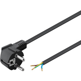 Goobay Schutzkontaktkabel abgewinkelt zum Konfektionieren, 2 m, Schwarz, 2 m - Schutzkontaktstecker (Typ F, CEE 7/7) > lose Kabelenden