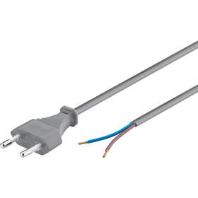 Goobay Euro Kabel zum Konfektionieren, 1,5 m, Grau, Grau - Eurostecker (Typ C, CEE 7/16) > lose Kabelenden