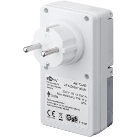Analoge Zeitschaltuhr IP44, 3 Stk. im Karton, Weiß - präzise und einfache Steuerung von elektronischen Geräten, für den Außenbereich geeignet Elektronik Goobay 55548