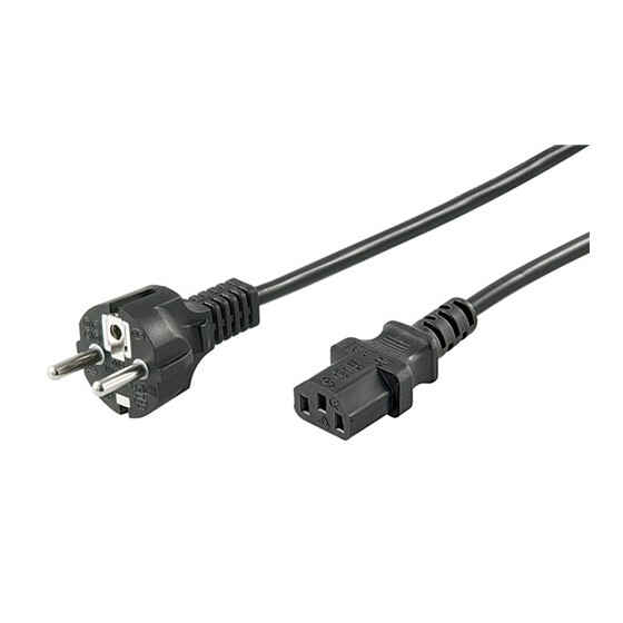 Goobay Kaltgeräte Anschlusskabel, 5 m, Schwarz, Schutzkontaktstecker (Typ F, CEE 7/7) > Gerätebuchse C13 (Kaltgeräteanschluss)