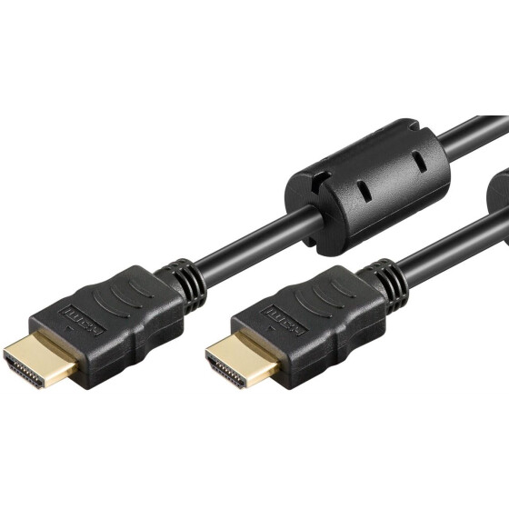 Goobay Series 1.4 High Speed HDMI™ Kabel mit Ethernet mit Ferrite, 1 m, Schwarz - HDMI™-Stecker (Typ A) > HDMI™-Stecker (Typ A)