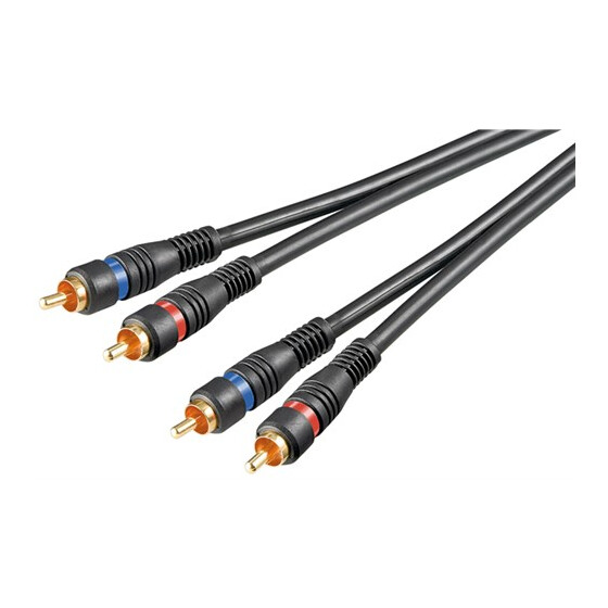 Goobay Stereo Verbindungskabel 2x Cinch, zweifach geschirmt, 0.2 m, Schwarz - 2x Cinch-Stecker > 2x Cinch-Stecker
