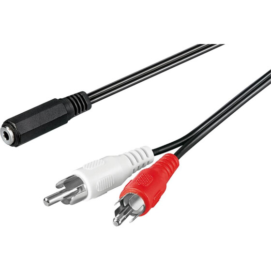 Goobay Audio Kabeladapter 3,5 mm Buchse zu Cinch-Stecker, 1.4 m, Schwarz - Klinke 3,5 mm Buchse (3-Pin, stereo) > 2x Cinch-Stecker (Audio links/rechts)