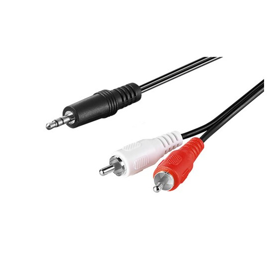 Wentronic Audio Adapterkabel AUX, 3,5 mm Klinke zu stereo Cinch-Stecker, CU, 1.5 m, Schwarz - Klinke 3,5 mm Stecker (3-Pin, stereo) > 2x Cinch-Stecker (Audio links/rechts)
