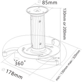 Goobay BeamerFlex, Weiß - zweistufig verstellbarer Deckenhalter für Projektoren