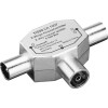 Goobay Koax T-Adapter: 2x Koax-Stecker > Koax-Buchse,  im Plastikbeutel - Metall - 1 Stück