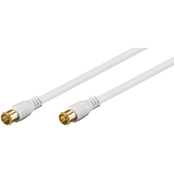 Goobay F-Quick SAT Antennenkabel (80 dB), 2x geschirmt, 2.5 m, Weiß - vergoldet, F-Stecker (Quick) > F-Stecker (Quick) (vollständig geschirmt)