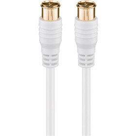 Goobay F-Quick SAT Antennenkabel (80 dB), 2x geschirmt, 2.5 m, Weiß - vergoldet, F-Stecker (Quick) > F-Stecker (Quick) (vollständig geschirmt)