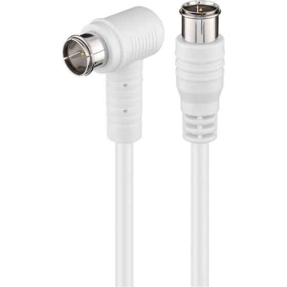 Goobay Gewinkeltes SAT Antennenkabel (80 dB), 2x geschirmt, 3.5 m, Weiß - F-Stecker (Quick) > F-Stecker (Quick) 90° (vollständig geschirmt)