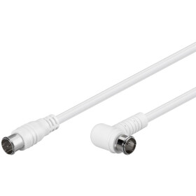 Goobay Gewinkeltes SAT Antennenkabel (80 dB), 2x geschirmt, 3.5 m, Weiß - F-Stecker (Quick) > F-Stecker (Quick) 90° (vollständig geschirmt)