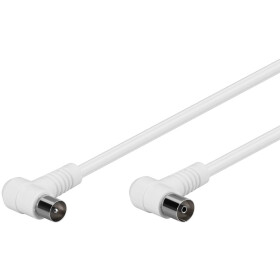 Goobay Gewinkeltes Antennenkabel (80 dB), 2x geschirmt, 3.5 m, Weiß - Koax-Stecker 90° > Koax-Buchse 90° (vollständig geschirmt)