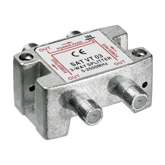 SAT-Verteiler, 3 x out, Silber - für Satellitenanlagen 5 MHz - 2500 MHz