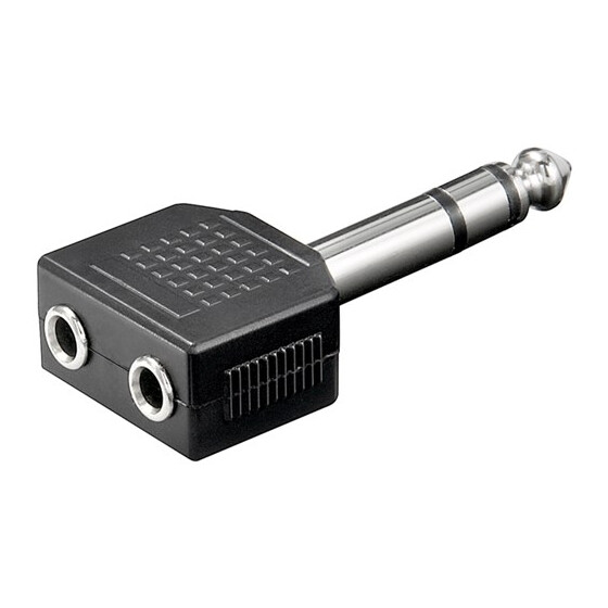 Goobay Kopfhörer Adapter AUX Klinke, 6,35 mm zu 2x 3,5 mm - Klinke 6,35 mm Stecker (3-Pin, stereo) > 2x Klinke 3,5 mm Buchse (3-Pin, stereo)