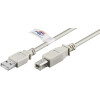 USB 2.0 Hi-Speed Kabel mit USB Zertifikat, Grau, 2 m - USB 2.0-Stecker (Typ A) > USB 2.0-Stecker (Typ B) Goobay 50831