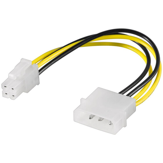 Goobay PC Stromkabel/Stromadapter, 5.25 Stecker zu ATX12 P4, 4 pin, 0.16 m - HDD/5,25 Zoll-Stecker (4-Pin) > P4-Stecker