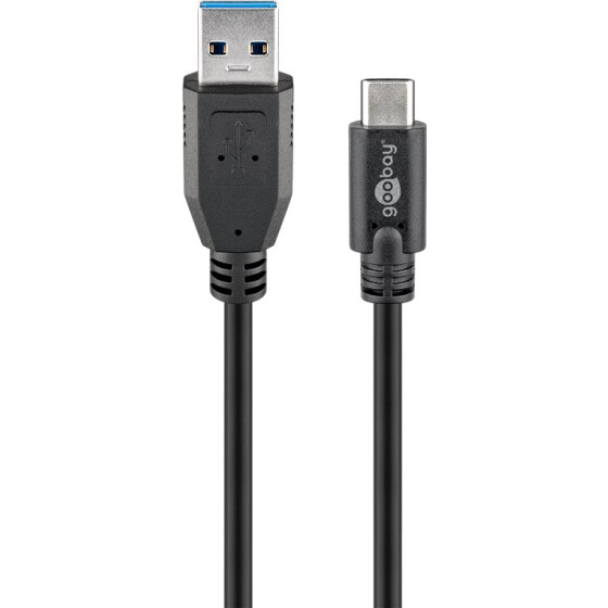 Goobay USB-C™ auf USB A 3.0 Kabel, schwarz, 1 m - USB 3.0-Stecker (Typ A) > USB-C™-Stecker