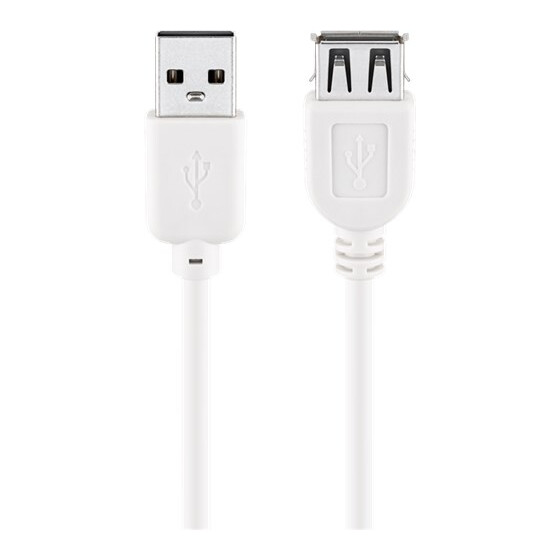 Goobay USB 2.0 Hi-Speed Verlängerungskabel, Weiß, 5 m - USB 2.0-Stecker (Typ A) > USB 2.0-Buchse (Typ A)