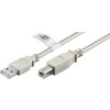 Goobay USB 2.0 Hi-Speed Kabel mit USB Zertifikat, Grau, 2 m - USB 2.0-Stecker (Typ A) > USB 2.0-Stecker (Typ B)