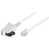 Goobay TAE-F-Anschlusskabel (Universal-Pin Out), 15 m, Weiß - TAE-F-Stecker > RJ11/RJ14-Stecker (6P4C)
