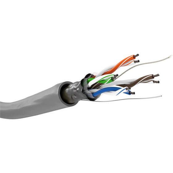 Goobay CAT 5e Netzwerkkabel, F/UTP, 100 m, Grau - CCA Kupfergemisch für SOHO Anwendungen, AWG 26/7 (stranded), PVC
