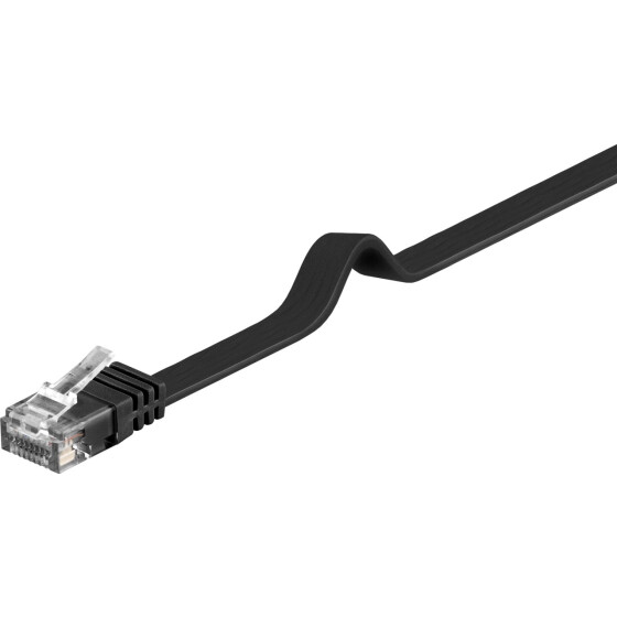Goobay CAT 6 Flach-Patchkabel, U/UTP, Schwarz, 5 m - Kupfermaterial