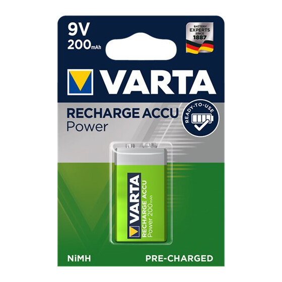 Varta Ready to Use 9V Block Akku 6HR61 (56722) - 200 mAh - LSD-NiMH (Ready-to-Use Accu), 9 V