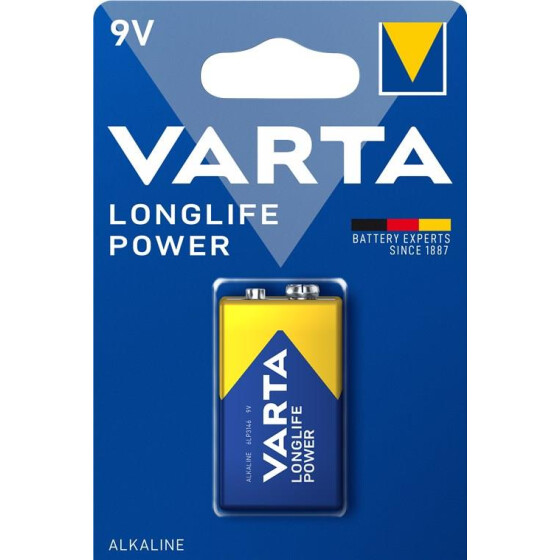 Varta Longlife Power 6LR61/6LP3146/9V Block (4922) - Alkali-Mangan Batterie (Alkaline), 9 V