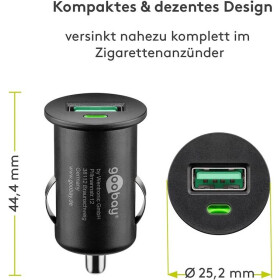 Goobay Quick Charge™ QC3.0 USB - Autoschnellladegerät, Schwarz - lädt bis zu 4x schneller als Standardladegeräte