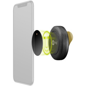 Goobay Universal Magnethalterung, selbstklebend, Schwarz - zur schnellen und sicheren Befestigung von Smartphones im Auto oder Haushalt