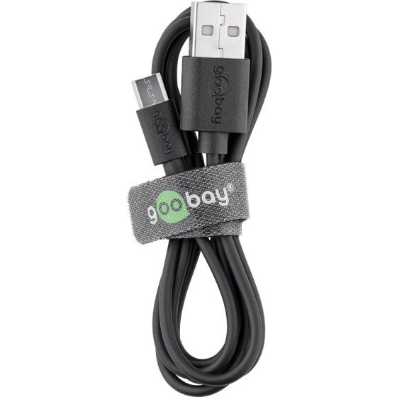 Goobay Micro USB Schnelllade- und Synchronisationskabel, Schwarz, 1 m - für Android-Geräte, Schwarz