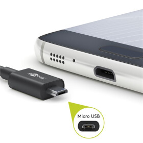 Goobay Micro USB Schnelllade- und Synchronisationskabel, Schwarz, 1 m - für Android-Geräte, Schwarz