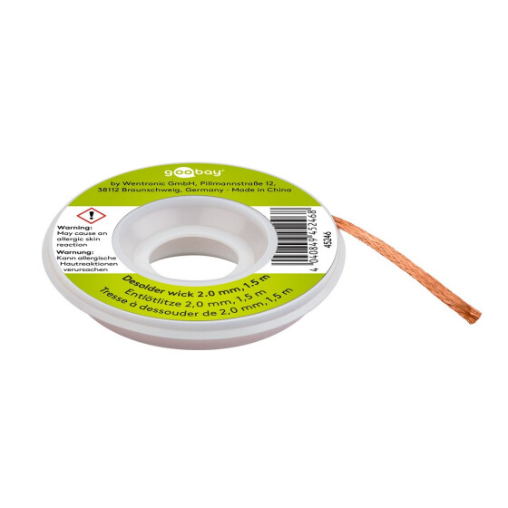 Entlötlitze 2,0 mm - zur Entfernung von Lötmittel an Lötstellen Goobay 45246