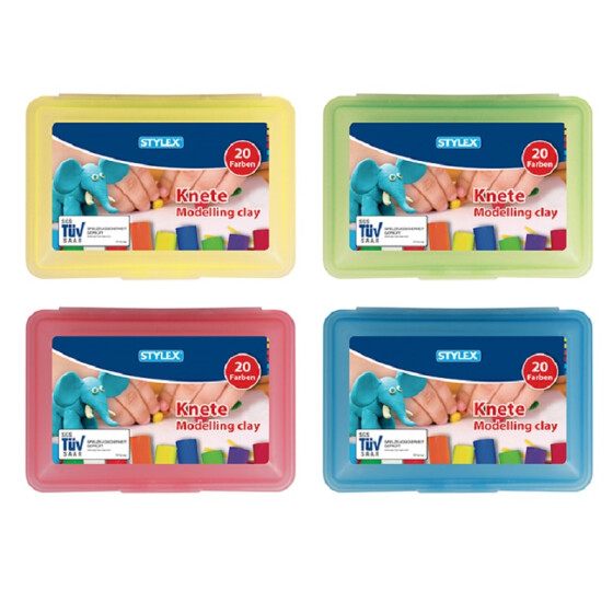 Stylex 28230 Knete, 20 Stangen in farbiger Kunststoffbox