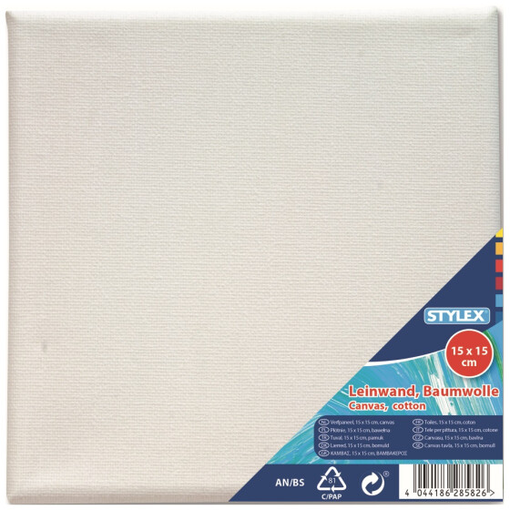 Leinwand 15 x 15 cm weiß bespannter Keilrahmen grundiert 100 % Baumwolle 1 Stück