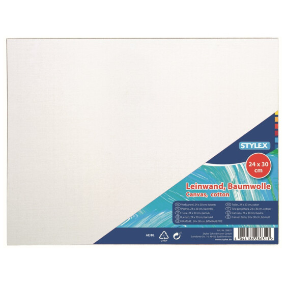 Leinwand 24 x 30 cm weiß bespannter Keilrahmen grundiert 100 % Baumwolle 1 Stück
