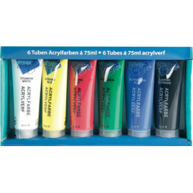 Stylex 28653 Acrylfarbe matt 6er-Set Farben in Tube...