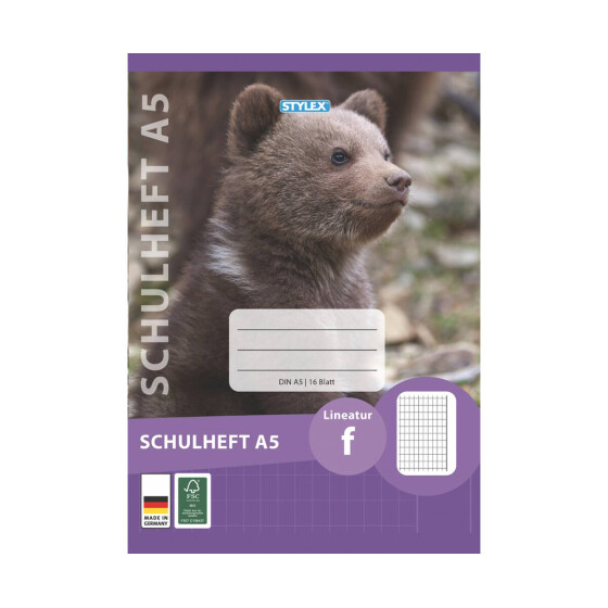 Schulheft Lineatur F DIN A5 16 Blatt Schulbedarf Stylex 29716