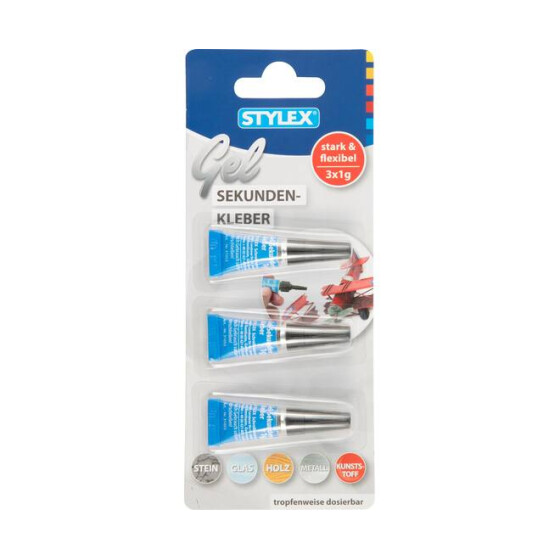 Sekundenkleber Gel 3 Tuben á 1 g Stylex 31053