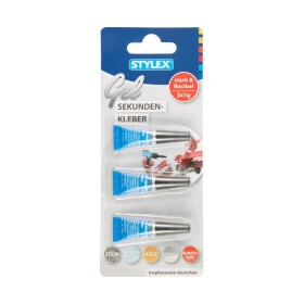 Sekundenkleber Gel 3 Tuben á 1 g Stylex 31053