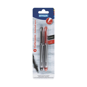 Rollerpen 2 Stück 0,7mm Spitze blau, schwarz oder rot Büro Schreibwaren Stylex 32512