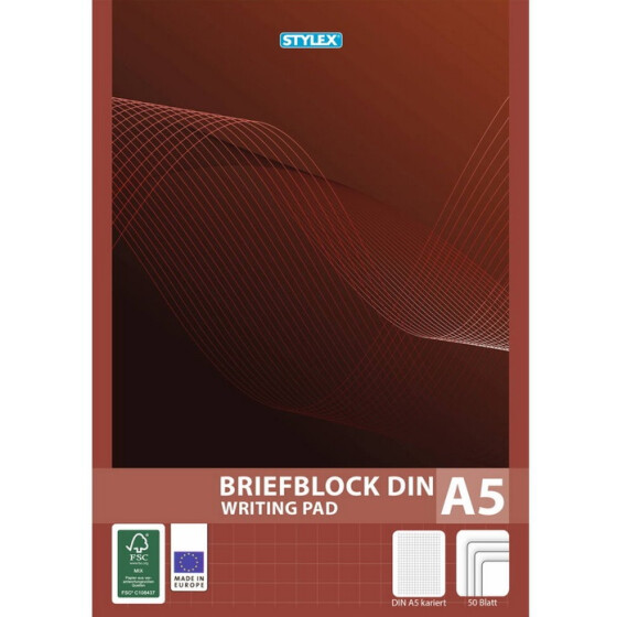 Stylex 40026 Briefblock, DIN A5, kariert, FSC