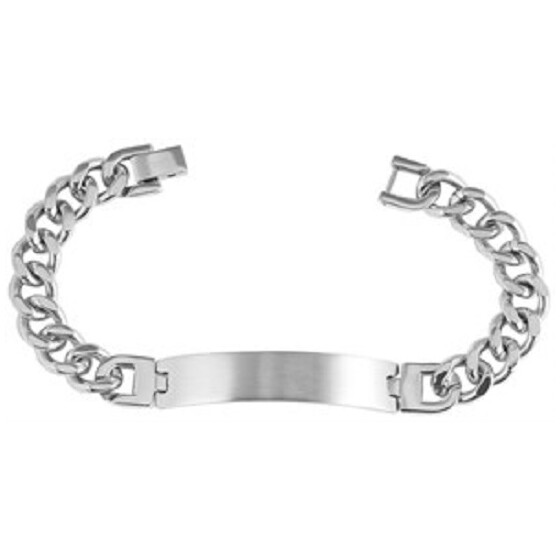 Panzerketten Armband Edelstahl 20 cm silberfarbig Gravurplatte 5 cm