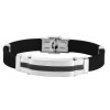 Kautschuk Armband 21,5 cm x 1,2 cm Edelstahlemenente 5,5 cm silberfarbig, IP Black beschichtet