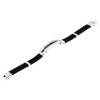 Kautschuk Armband 21,5 cm x 1,2 cm Edelstahlemenente 5,5 cm silberfarbig, IP Black beschichtet