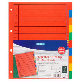 Ordner Register 10-teilig extra breit - farbiger Karton...